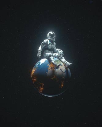 Astronaut Space Animated Hd Matte Finish Poster Paper Print