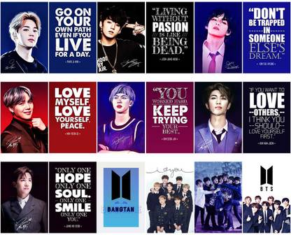 BTS, Bangtan Boys (Music Band) Motivational and Inspirational Quotes Postcard, Pack of 18, 4X6 inch, Each Postcard, Paper Print