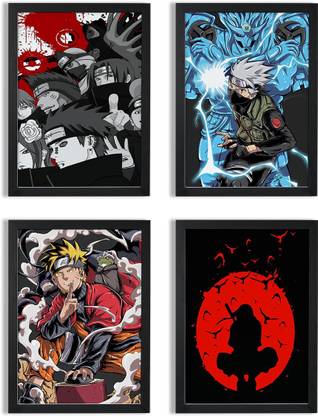 set of 4 naruto frame wall poster frame poster of anime A4 size Paper Print