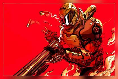 Doom Slayer Doom Eternal Smoke Shotgun Matte Finish Poster P-12171 Paper Print
