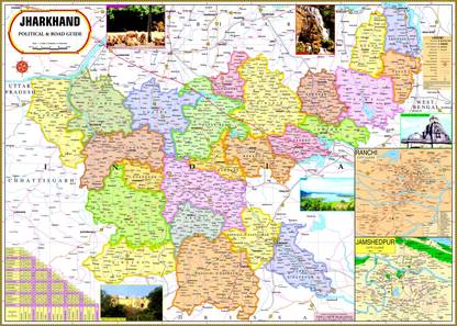Jharkhand Map : Political Photographic Paper