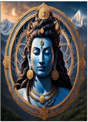 Ai Generated Shiva Hindu royalty digital poster print size 12X18 inches without frame Paper Print