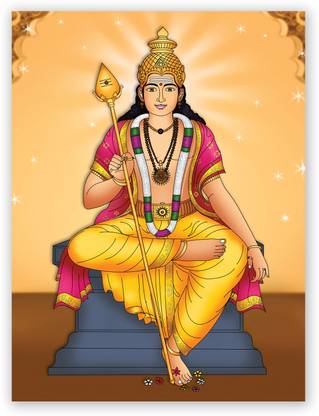 Beautiful Hindu God Kartikeya Photo Poster Room Decoration Size “24 X 18" Inches Fine Art Print