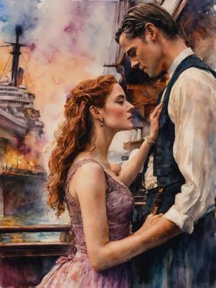 Titanic rose and jack painting digital reprint a4 size unframed a4 Photographic Paper