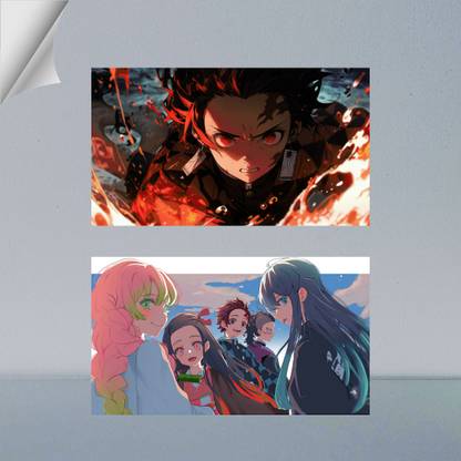 VIRGIN ARTS | TANJIRO KAMADO & MUICHIRO, MITSURI, GENYA, NEZUKO, TANJIRO | DEMON SLAYER | ANIME | 300 GSM A4 FRAMED POSTER FOR WALL Photographic Paper