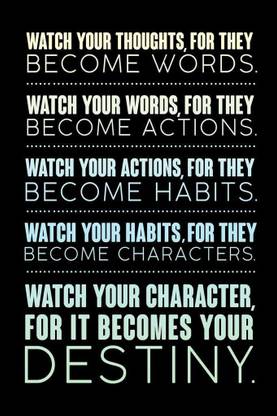 Watch Your Thoughts Colorful Motivational Inspirational Teamwork Quote Inspire Quotation Gratitude Positivity Support Motivate Sign Good Vibes Social Work Cool Wall Decor Art Print Poster 12x18 Paper Print