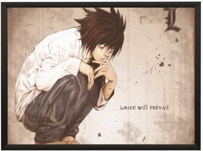 Death Note Anime L Justice Wall Poster With Frame A4 Size Photographic Paper