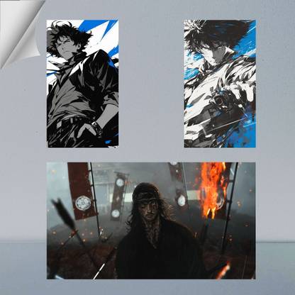 VIRGIN ARTS | COMBO SET OF VEGABOND AND COWBOY DIGITAL ART FRAME | TOKYO REVENGERS | ANIME | SET OF 2 A4 AND 1 A3 300 GSM FRAMED POSTER FOR WALL Photographic Paper