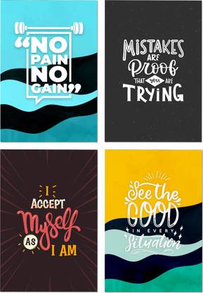 Good Vibes Quotes 4 Motivational Poster Set Collection For Wall Decor Paper Print