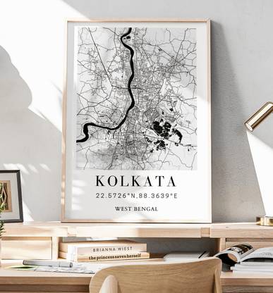 Kolkata Map Poster Wall Art | Poster for Home Decor | Poster for wall | Aesthetic Poster | Poster Only Paper Print