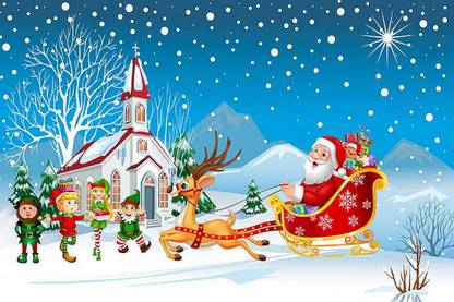 happy christmas santa claus with his sleigh with christmas gifts merry kids hd desktoppapers fo Poster, Wallpaper Paper Print