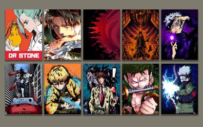 Anime Universe: Set of 40 Stunning 6x9 Inch Prints on 300 GSM Paper - Featuring Naruto, One Piece, Jujutsu Kaisen, Demon Slayer, Chainsaw, and More! Paper Print