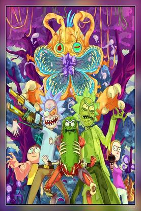 Rick And Morty Pickle Rick Squad Animated Tv Series Matte Finish Poster Paper Print