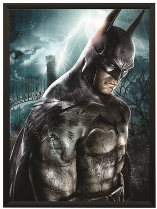 Batman Front of Arkham Lightning Wall Poster With Frame A3 Size Photographic Paper