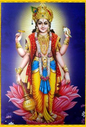 Poster Bhagwan Vishnu Ji sl-9418 (Large Poster, 36x24 Inch, Banner Media Print, Multicolor) Fine Art Print