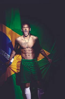 Neymar Jr.: Posterized Elegance on the Football Canvas: on 300gsm with Gloss Lamination (Unframed) With 3M Orginal Double Side Tape for Easily Stick Photographic Paper