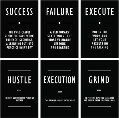 Inspirational Wall Poster| Execute Failure Success Grind Hustle Execution Motivational Poster| Success Entrepreneur Poster Positive Quotes Poster for Home Office Workplace Paper Print