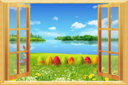 The creative solution beautiful multi flower color window wallpaper with digital print Size 24"x96" Canvas Art