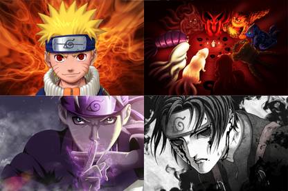 Naruto 4 Poster Combo|Naruto Uzumaki,Sasuke Uchiha,Kakashi Hatake,Tsunade,Kurama,Itachi Uchiha,|Aesthetic Poster|Wall Decor (18X12 inch) 4 Naruto Combo 5 Photographic Paper