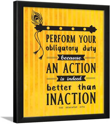 Bhagavad Gita Quotes Wall Frame - Gita Quotes Wall Poster - Krishna Quotes Wall Frames - Krishna Quotes Wall Poster - (13.6 X 10.6 Inches) Paper Print