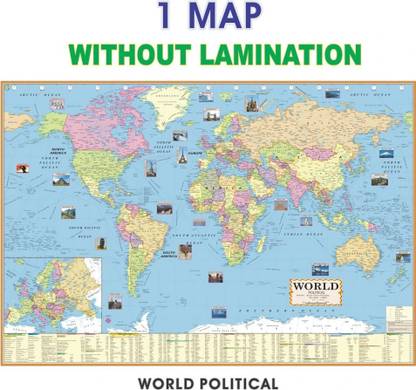 ENGLISH POLITICAL MAP OF WORLD | English Map | Map Size (40inch * 28inch) Paper Print| Best Useful for UPSC, SSC, IES and other competitive Exams. Paper Print