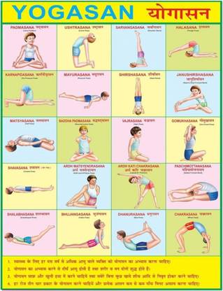 Yogasan Chart For Kids | 20x30Inch (51x76cm)| Laminated chart | Waterproof and Non tearable Wall Chart. Paper Print