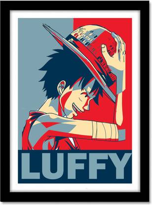 Monkey D. Luffy One Piece Anime Poster Fan Art Frame For Room & Office Multicolor Paper Print