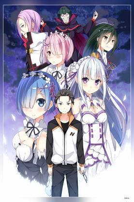 Re Zero Kara Hajimeru Isekai Seikatsu Emilia Re Zero Natsuki Subaru Rem Re Zero Matte Finish Poster Paper Print