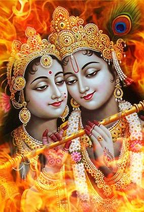 Poster Radha Krishna Digital Art Design Series 1 (Large Print, 36x24 Inches, Banner Media, Multicolor) Fine Art Print