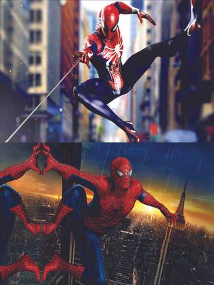 (Pack of 2)Arachnid Adventures: Iconic Moments in Spider-Man History: on US Imported Paper (Unframed) With 3M Orginal Double Side Tape for Easily Stick Photographic Paper