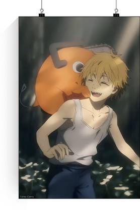 Chainsaw Man Denji Pochita Poster | Denji with Pochita Chainsaw Man Poster | Denji And Pochita Anime Posters | Chainsaw Man Denji And Pochita Wall Poster Paper Print