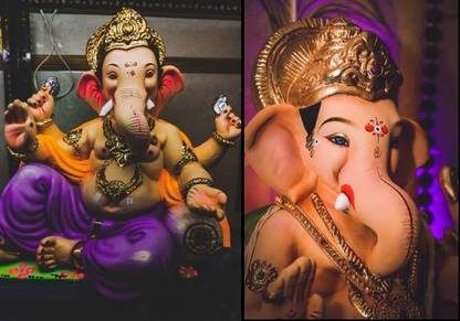 Lord Ganesh ji poster pack of 2 Fine Art Print