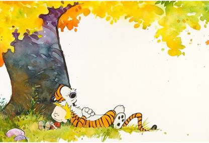 Poster Calvin N Hobbes Rest Under Tree sl-16975 (Large Poster, 36x24 Inches, Banner Media) Fine Art Print