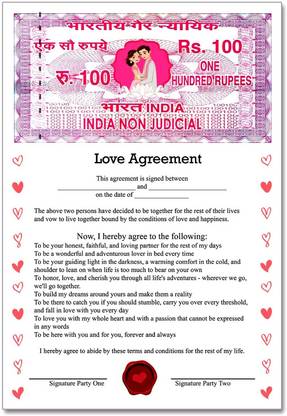 Love Agreement Certificate/Love Contract Agreement for Boyfriend
