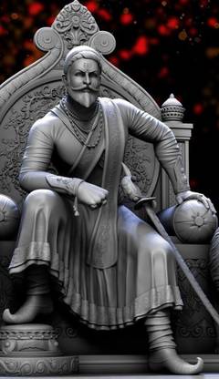 SHIVAJI MAHARAJ 3D SCULPTURE POSTER Paper Print