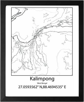 Kalimpong,West Bengal,India UNFRAMED Minimalist Map Line Art Print Poster Wall Office Home Hometown Housewarming Decor Enhanced Paper Poster Paper Print