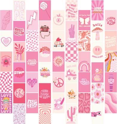 Pink Aesthetic Wall Collage Kit ( WITH ADESHIVE TAPE), VSCO Wall Collage,Dorm Decor, Photo Collage Kit ,Gift for her Fine Art Print