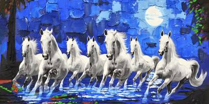 lucky seven horses running at sunrise ll 7 horse vastu poster in canvas print poster Fine Art Print