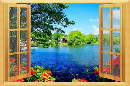 The creative solution window wallpaper with digital print Size30"20" Canvas Art
