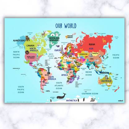 thick world map tear resistant world map for pasting 3D Poster