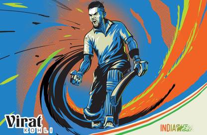 Poster Virat Kohli New sl-7774 (Large Print, 36x24, Banner Media, Multicolor) Fine Art Print
