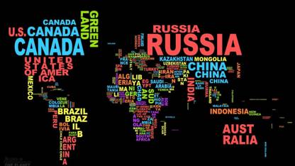 World Map with Names Poster Medium Paper Print