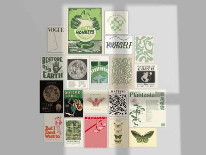 Aesthetic Vintage Wall Collage Kit, Teen Girl/Boy Retro Photo Collage, Aesthetic Green Wall Art, Pinterest Room Decor, Digital Collage Kit Set of 20 green vintage pictures, 1 pcs 8x10 inch, 1 pcs 8x8 inch, 4 pcs 5x5 inch, 4 pcs 5x7 inch, and 10 pcs 4x6 inch. Photographic Paper