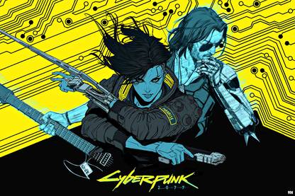 Cyberpunk 2077 V and Johnny Silverhand Poster 18 x 12 inch 300 GSM Paper Print