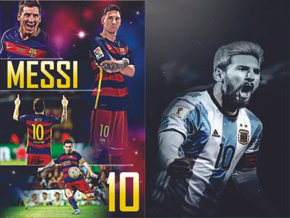 Lionel Messi Art Poster for Room & Office (Pack Of 2) Photographic Paper