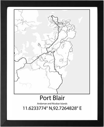 Port Blair,Andaman and Nicobar Islands,India UNFRAMED Minimalist Map Line Art Print Poster Wall Office Home Hometown Housewarming Decor Enhanced Paper Poster Paper Print