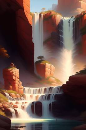 Waterfall Scenery Poster for Room Wall Decoration, Size - 12 X 18 inches || VE EB ART 20022 Paper Print