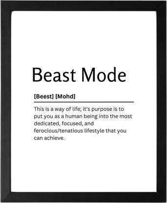 Beast Mode 9.5 X 11.5 UNFRAMED Dictionary Definition Art Print Poster Wall Office Home Decor Minimalist Funny Quote Meaning Enhanced Paper Poster Paper Print