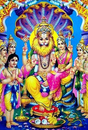 Poster Lord Narsingh Bhagwan (Large Print, 36x24 Inches, Banner Media, Multicolor) Fine Art Print