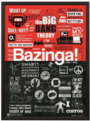 Big Bang Theory All Famous Quotes Typography Sayings Wall Poster With Frame A4 Size Photographic Paper